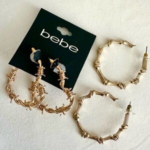 Bebe Textured Gold Hoop Earrings